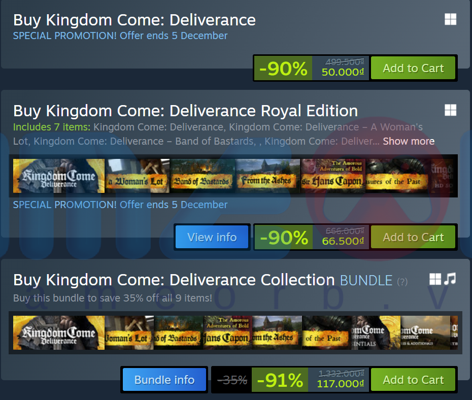 Kingdom Come: Deliverance - giảm giá 90%, chỉ còn 50.000 VNĐ