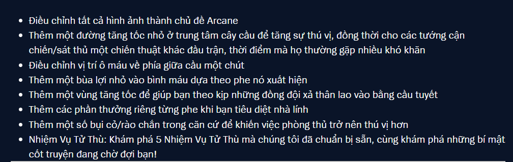 Những tính năng mới trong bản đồ Aram Cầu Tiến Bộ