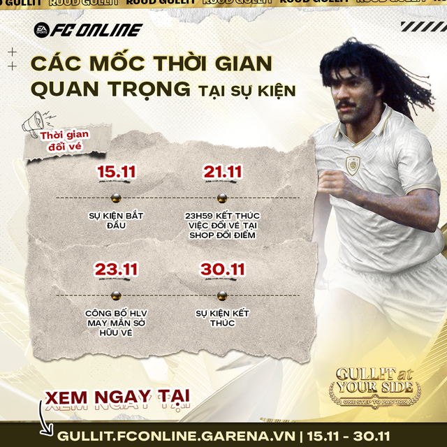 Để sở hữu tấm vé "Gullit Meet and Greet", người chơi chỉ cần hoàn thành các nhiệm vụ trong sự kiện để tích lũy điểm