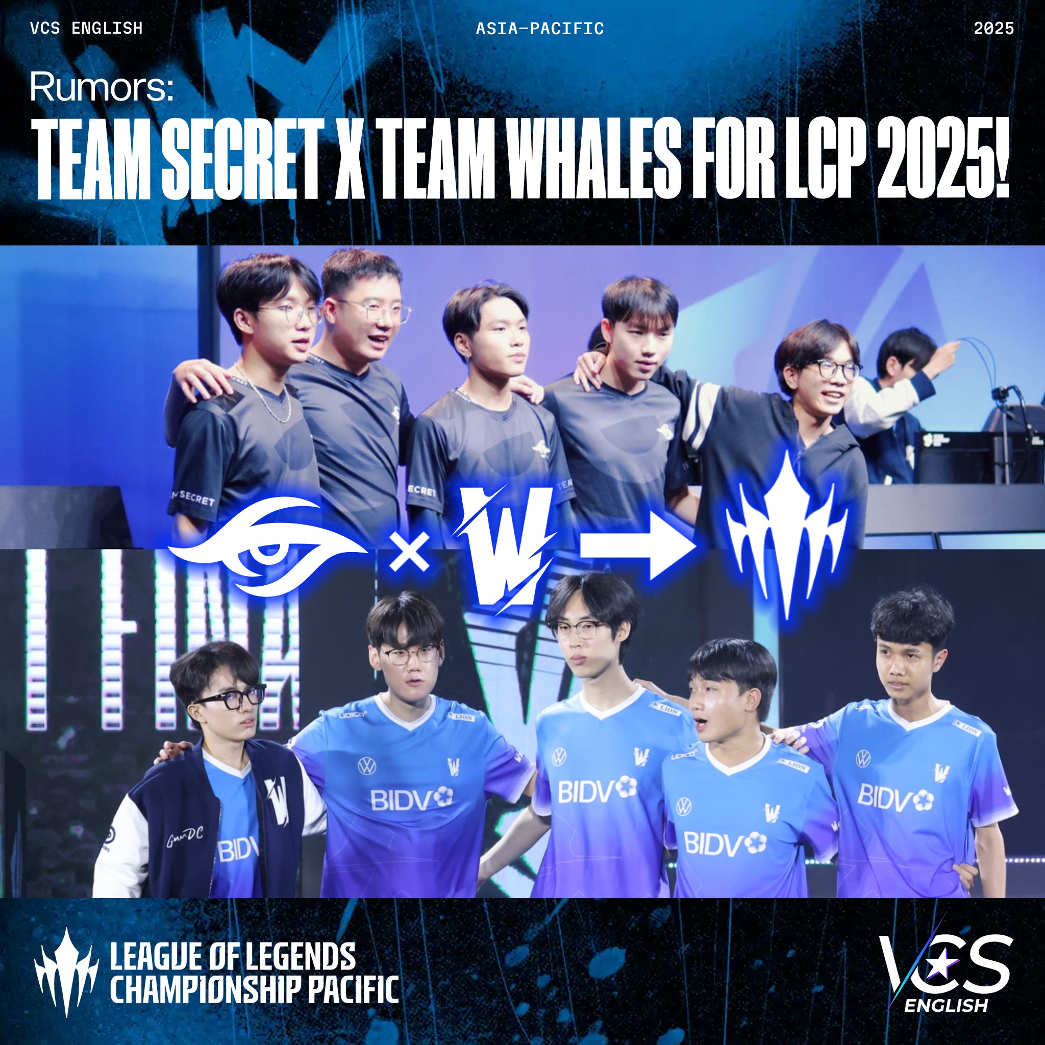 Team Secret (TS) và Team Whales (TW) đã đạt thỏa thuận sáp nhập để tham gia giải đấu LCP 2025 dưới tên gọi Team Secret