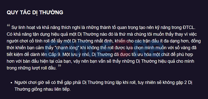 Cơ chế roll Dị Thường đã được chỉnh sửa, cho phép những Dị Thường bị bỏ qua có thể xuất hiện trở lại.