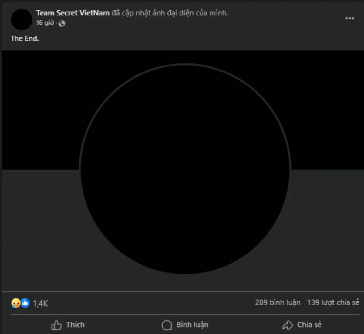 Team Secret Vietnam bất ngờ đổi avatar đen đầy ẩn ý