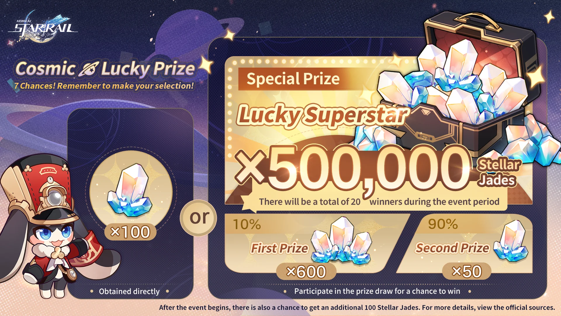 Honkai: Star Rail công bố sự kiện Cosmic Lucky Prize với giải thưởng siêu khủng