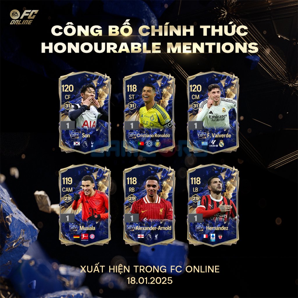 6 cầu thủ Honourable Mentions của FCO Việt Nam