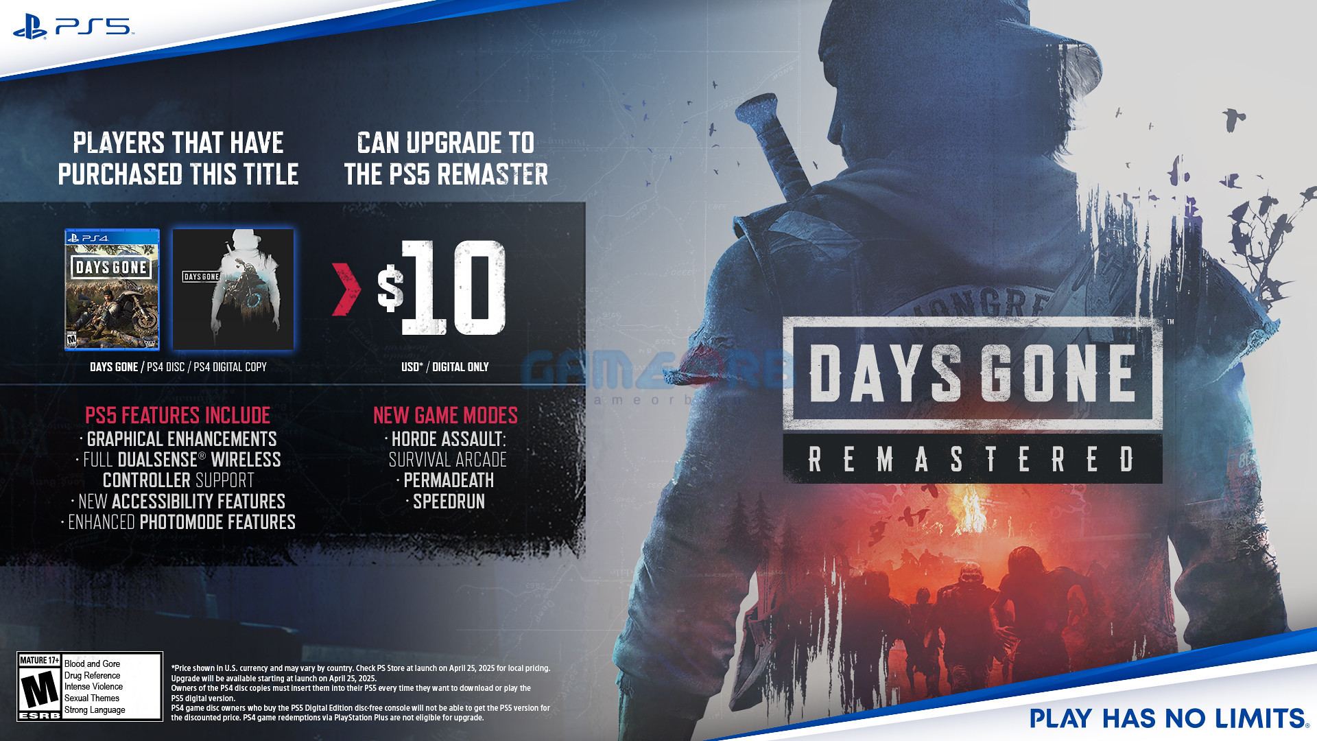 Những người đã sở hữu Days Gone trên PS4 có thể nâng cấp lên phiên bản mới với giá 9,99 USD