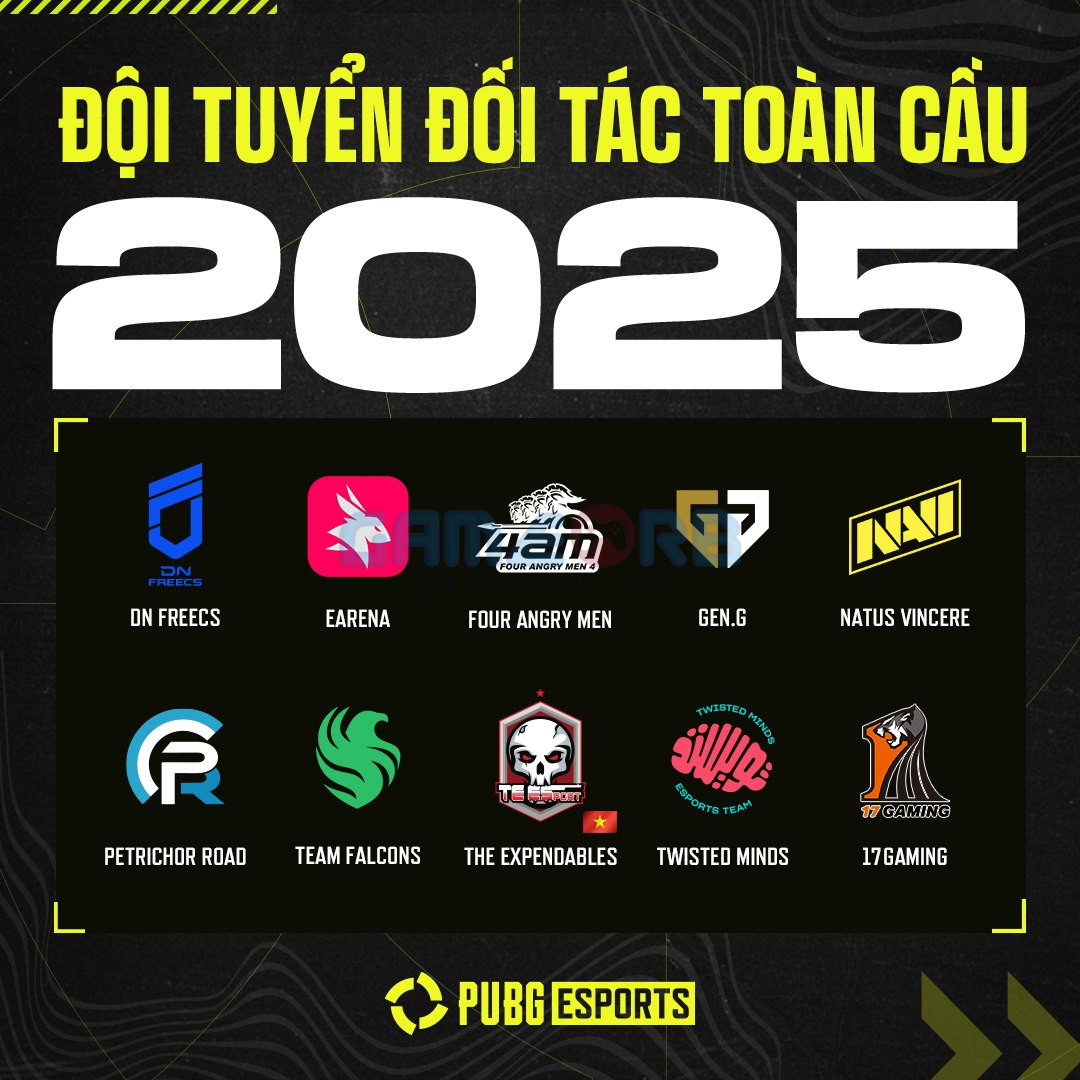 PUBG Esports công bố 10 đội tuyển đối tác toàn cầu